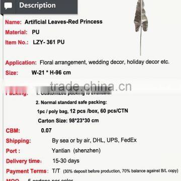 High Quality PU Artificial Decorative Dried Siliver Fake Leaves photo-2