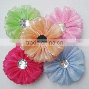 High quality crystal center fabric flower for hair decoration