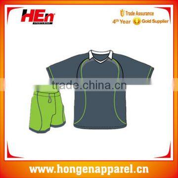 Hongen apparel subliamtion gray short sleeve soccer training set OEM customized design