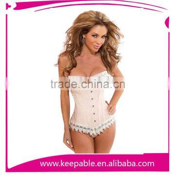 Hotest Design Flowers Style Corset Flower Pattern Embroidered Corset With Thong Kit For Women/Ladies Lingeries