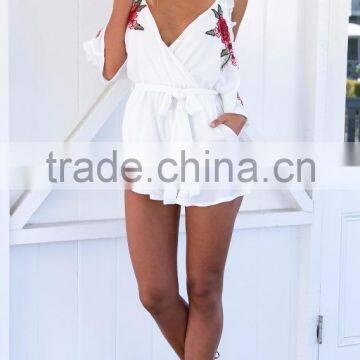 Lady Romper Flower Embroidery Playsuit Fashion New Style Summer Beach Dress photo-2