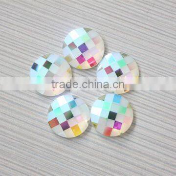 AB color Flat back round net cover glass crystal stone for clothes decoration