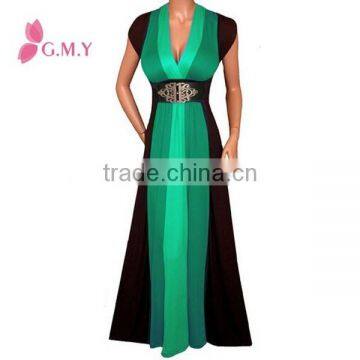 Women Plus Size Slim Black Color Block Long Maxi Plus SIze Dress photo-4