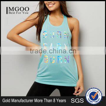 2017 Mgoo Tank Tops Green Print Logo Dri Fit Women Mesh Sports Vest 100% Polyester Sportswear Tank