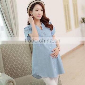 F20012M korea style soft pregnant shirt short sleeve maternity clothing