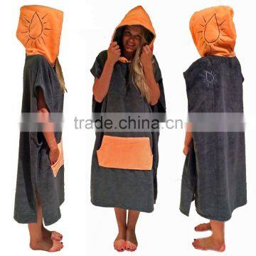 Custom Cotton Plain Adult Hooded Poncho Beach Towel photo-3