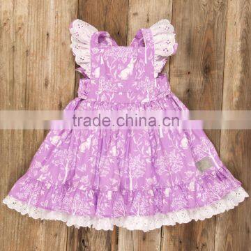 Little Girls Easter Bunny Purple Vintage Style Pinafore Lace Twril Holiday Dress photo-5