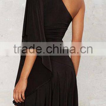 Runwaylover EY2198D Ladies 2017 Fashion One Shoulder Fold Casual Dress photo-2