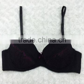 Fashion New Design Sexy Purple and Black Sexy Fancy Bra Panty Set photo-2