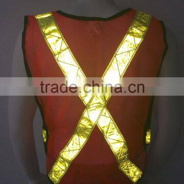 Hi Viz Orange Mesh PVC Reflective Tape Roadway Safety Vest for Canada