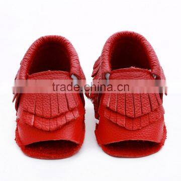 100% Cow Leather Baby Summer Fringed Moccs photo-4