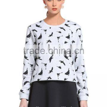 100 Cotton Full Printing Jersey Crewneck Women's Hoodies & Sweatshirts