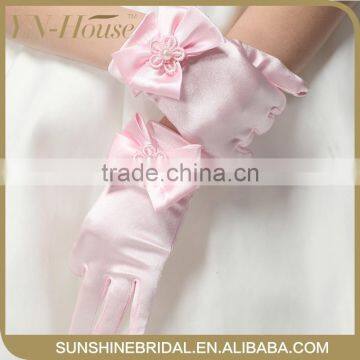 elbow length satin gloves black
