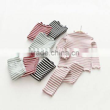 Wholesale Simple Stripe Cotton Soft Two Pieces Set Girl Pajamas photo-2