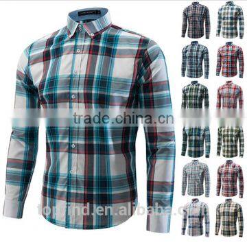 New product 2016 European fashion 100% cotton yarn dyed plaid shirt wholesale men's clothing