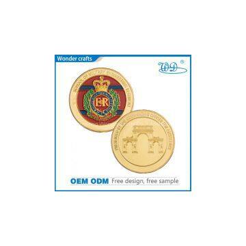 2d engraving iron imitation gold reeded edge soft enamel military school challenge coins