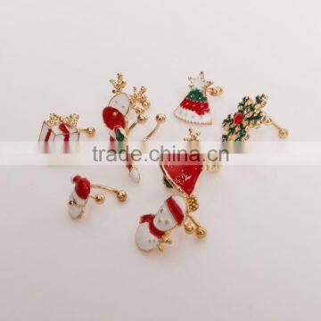 Cute Christmas Ear Cuff Snowman/Tree/Bells/Santa Claus/Reindeer/Walking Stick/Gift/Stud or Clip on Earring