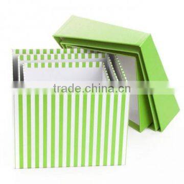 Decor Dropshipping Custom Printed Paper Gift Packaging Box in Stock - Pink/Green Stripe Pack of 3pc