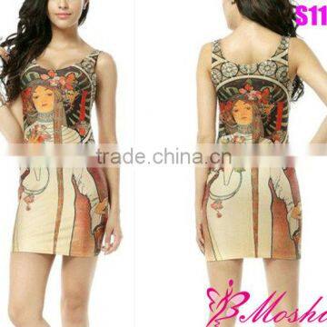 2013 Women Digital Print Dress Classical Beauty Package Hip Dress