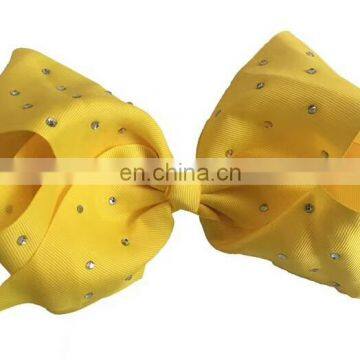 New Design Fabric Big Size 18cm Bowknot Metal Hair Clips Rhinestone Stick Fabric Bowknot With Alligator Clips for Kids photo-4