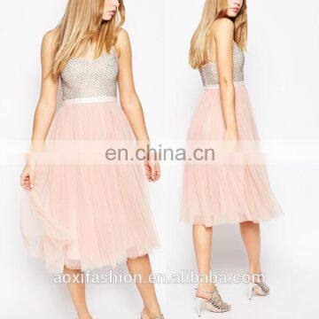 Latest Dress Designs Photos Eastern Embellished Spaghetti Strap Japanese Girls Prom Dress