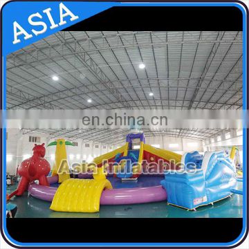 Zoo Theme Giant Inflatable Water Park with Swiming Slides and Water Pool for Kids