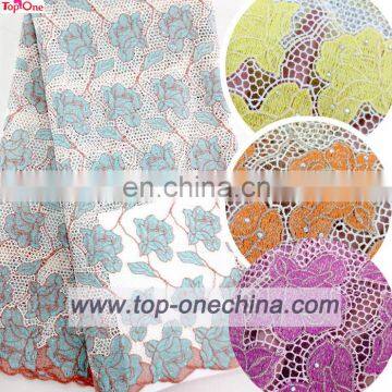 2016 teal guipure lace\party dress material chemiacal lace \flower designs lace