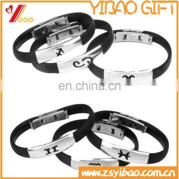 Custom Engraved Metal Silicone Bracelet With Stainless Steel Plate photo-3