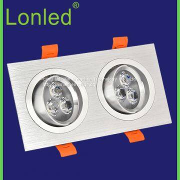 Recessed Square LED Spotlight Aluminum Case 2*7W Black/White/Silver High Power photo-3