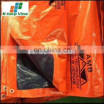 BLUE/ORANGE TARPAULIN SHEET, MADE IN VIETNAM, KOREAN STANDARD, TO BANGLADESH, INDONESIA, MYANMAR, MALAYSIA...