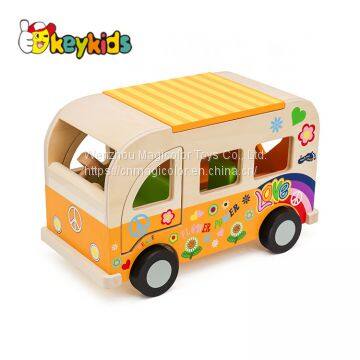 2019 New arrival educational wooden school bus toy for children W04A418