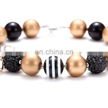 Girl Necklace With Gold Bow Kids Children Chunky Bubble Beads Necklace Holiday Jewelry Gift photo-3