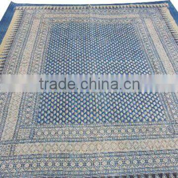 Organic Vegetable Ajrakh Prints Quilt Handmade Jaipuri Hand Block Indigo Kalamkari Printed Kantha Quilt Throw Bedspreads