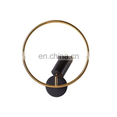 Nordic Bedroom Bedside Lamp LED Spotlight Simple Metal Ring Modern Wall Lamp