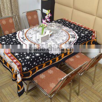 Indian Cotton Table Cloth Black Zodiac Horoscope Printed Dinning Table Cloth Vintage Wall Hanging Throw Bed Sheet Cover TC5