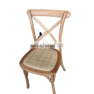 china wholesale manufacturer cheap white solid wood party metal event banquet dining cross back chair rustic wedding for sale