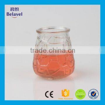 High quality custom embossed pattern clear glass candle jar wholesale