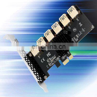 16x Card Riser Pci-e 1x To 6 Usb 3.0 Pci-e Adapter Port Card Multiplier