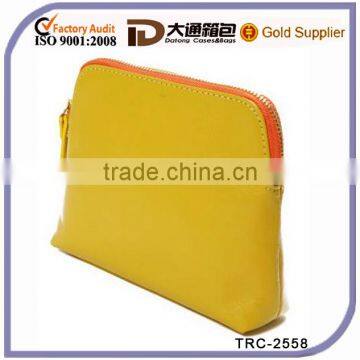 Bright color PU cosmetic bag with golden zipper and leather zipper head