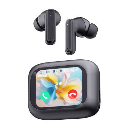 Wireless smart screen headset active ANC noise cancelling LED touch screen anc wireless earphones