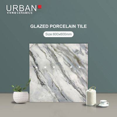 Luxury Hotel Golded 600X600mm Ceramic Non Slip Glazed Rustic Porcelain Floor Wall Tile