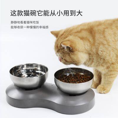 Metal Slow Pet Feeder Two Dog Bowl For Cat photo-2