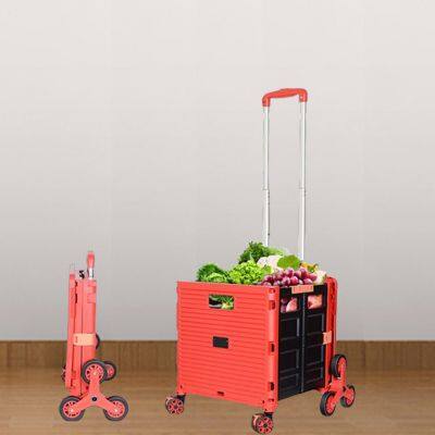 Portable Trolley Collapsible Plastic Folding Foldable Shopping Trolley Cart