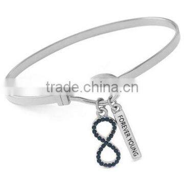 wholesale customized fashion jewelry Silver plated engraved Forever Young Infinity bracelet for gift