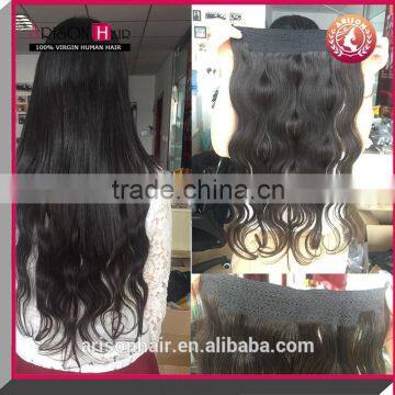 Human Hair Extension Halo Hair Extension 8A Brazilian Unprocessed Virgin Hair Flip in Hair Extension photo-4
