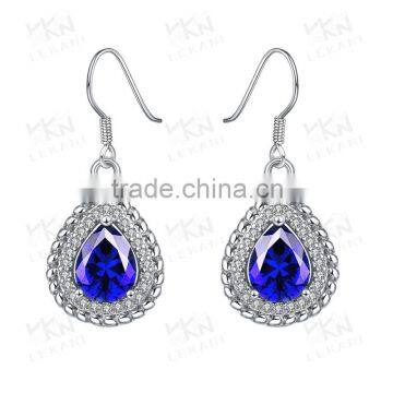 New fashion Indian designer round shape diamond drop earrings with blue stone