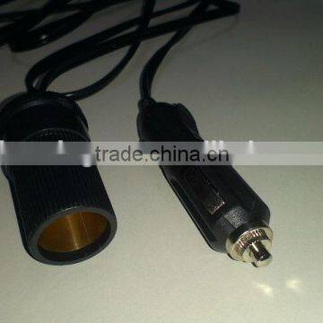 12V car cigarette plug with female socket extension lead cable