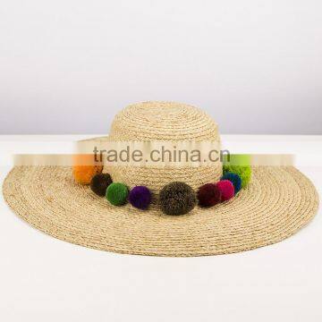 Fashion Pompom Summer Raffia Straw Hat China Manufacturer photo-2