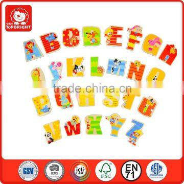 China Alibaba Trade Assurance EN71 and ASTM test 26 pcs alphabet cognition magnet toys wooden magnetic sticks toys