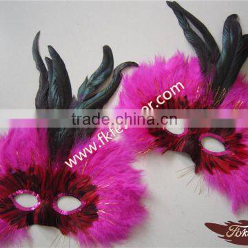 Bachelorette Party Supplies Rose Red Turkey Feather Mardi Gras Mask